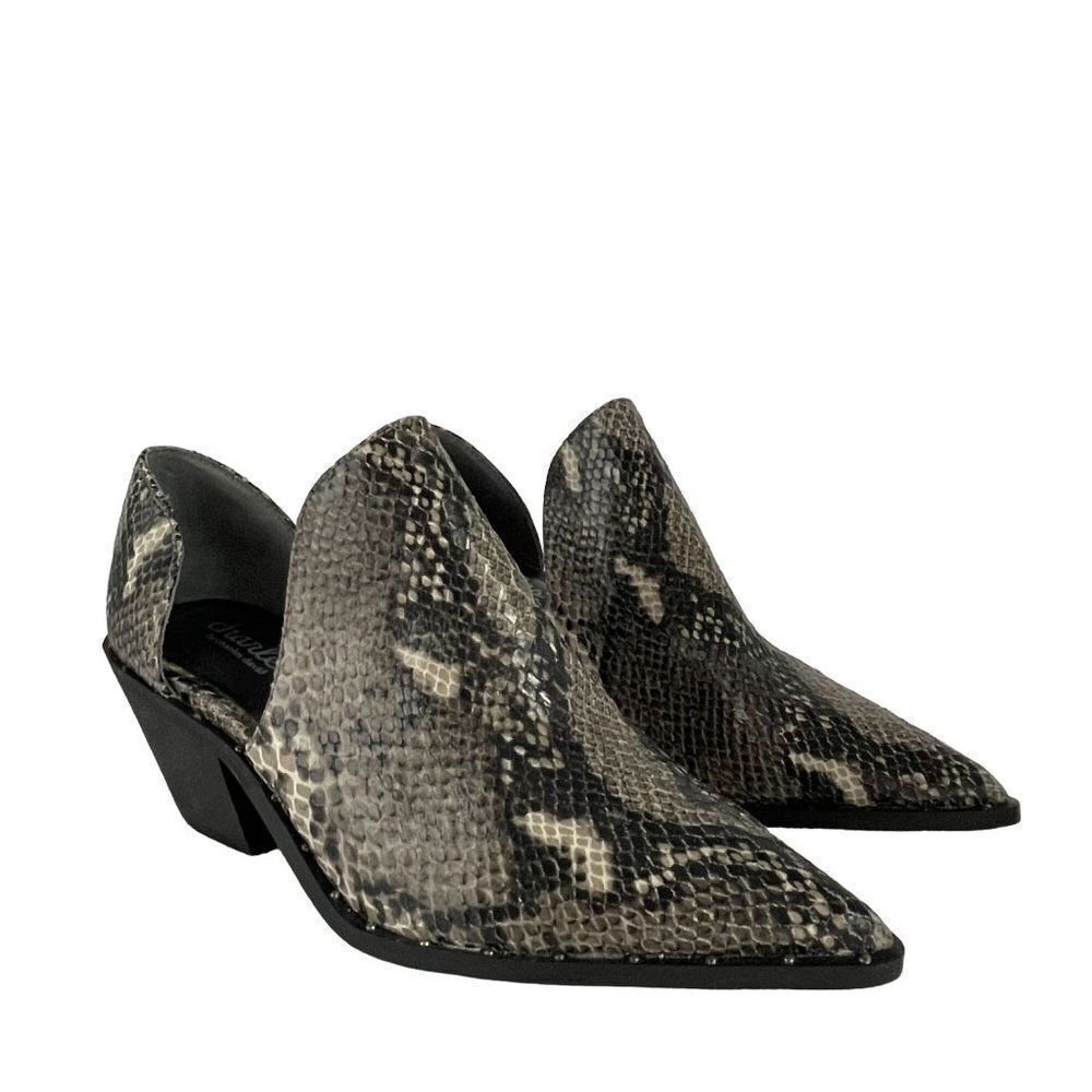 Python‎ Croc Point Toe Ankle Western Cowgirl Chunky Block Boot Shoe 6